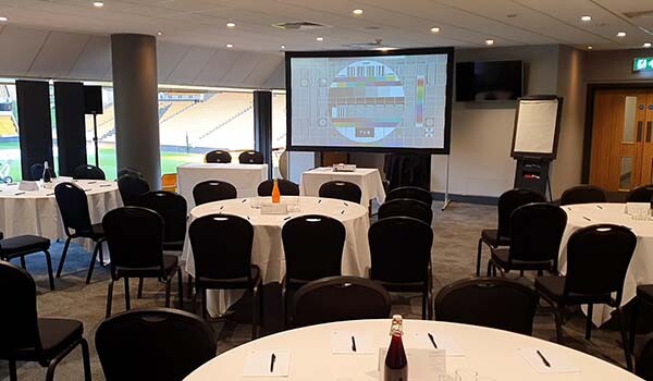 Image of a hybrid conference room setup